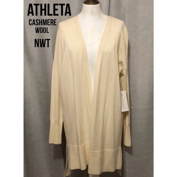 HPπ-NWT Athleta Step HemβStar GazerβWrap Sweater-Wool/Cashmere-Cream-Sz M - Picture 1 of 16
